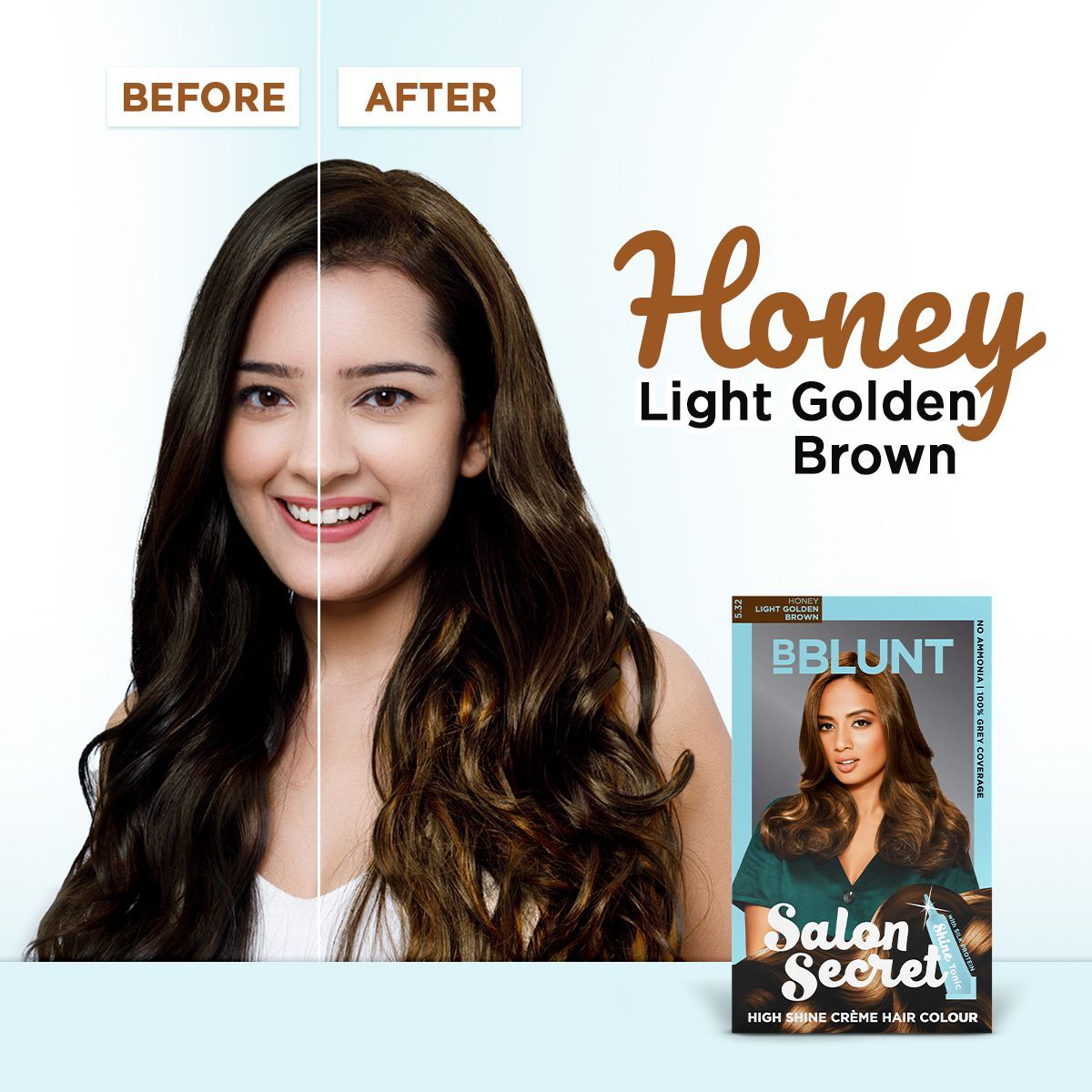 BBLUNT Salon Secret High Shine Creme Hair Color Honey Light Golden Brown-5.32  - The online shopping beauty store. Shop for makeup, skincare, haircare &  fragrances online at Chhotu Di Hatti.