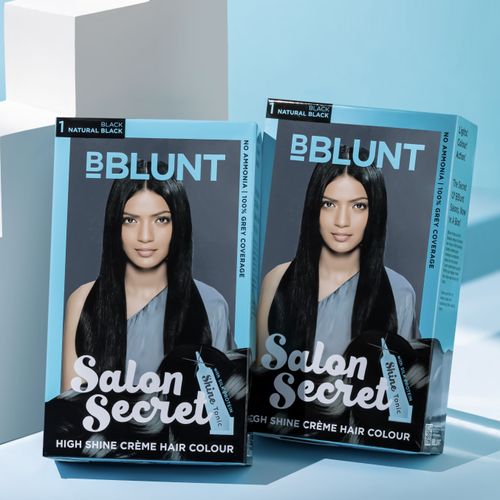 Salon Secret High Shine Crème Hair Colour Black Natural Black 100 g - Pack  of 2